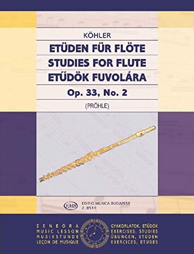 Etuden fur flote 2 op. 33, no. 2 flute traversiere book