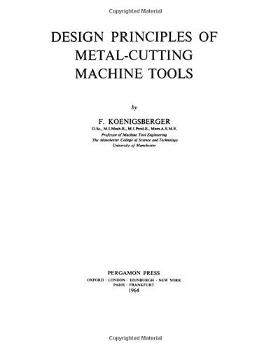 Design Principles of Metal-cutting Machine Tools Books