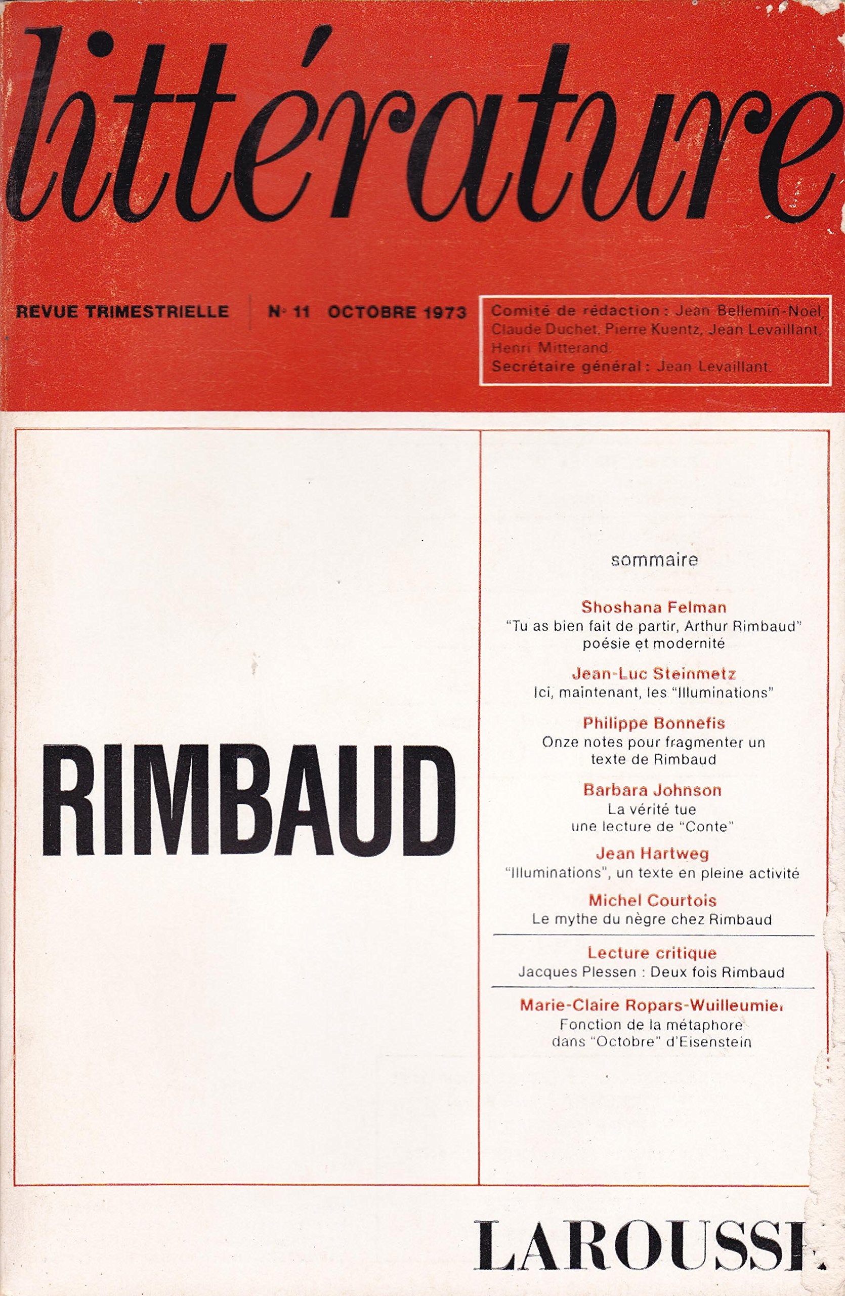 LITTERATURE N° 11 - RIMBAUD book