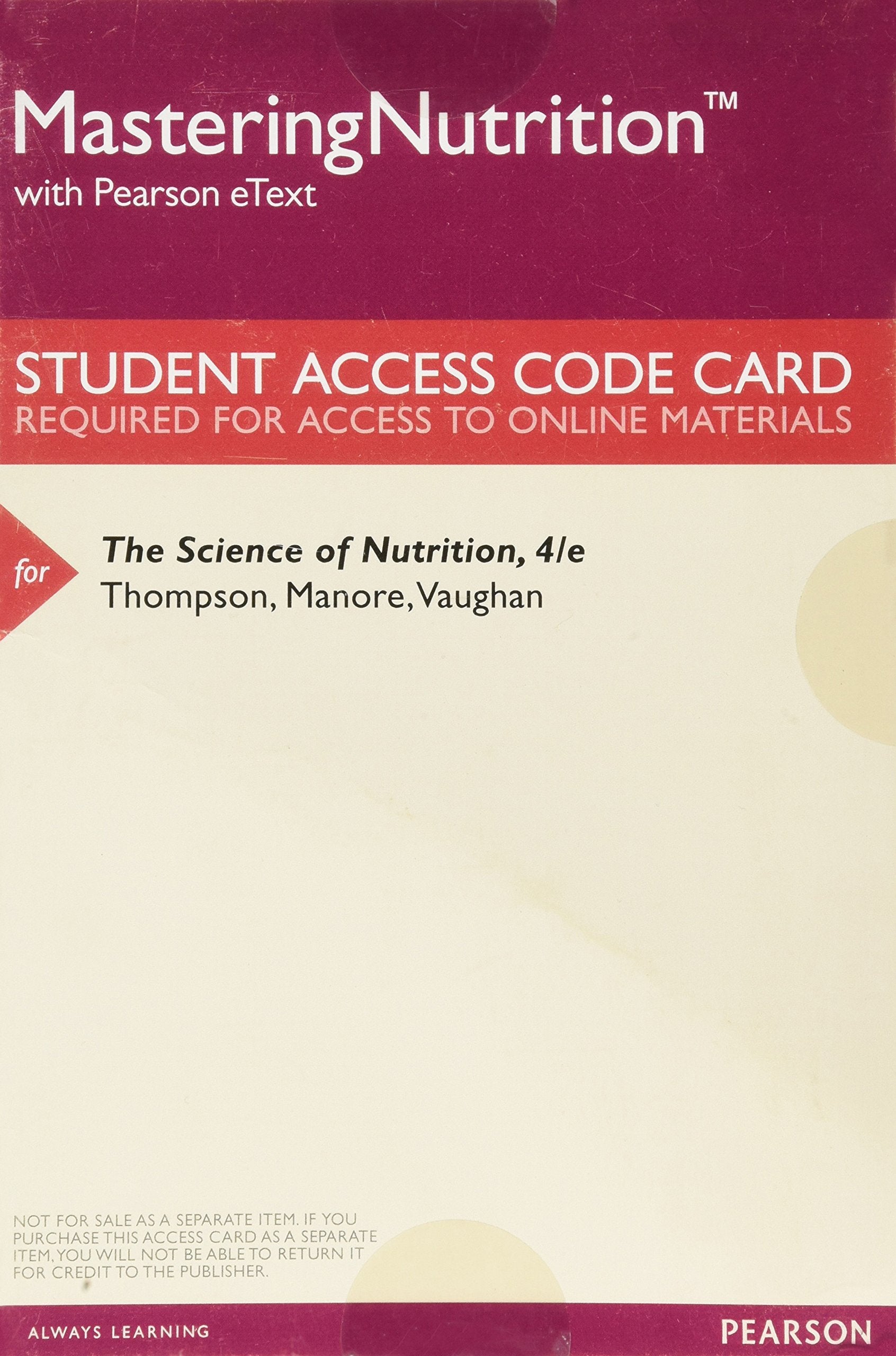 Mastering Nutrition with MyDietAnalysis with Pearson eText -- ValuePack Access Card -- for The Science of Nutrition Medicine