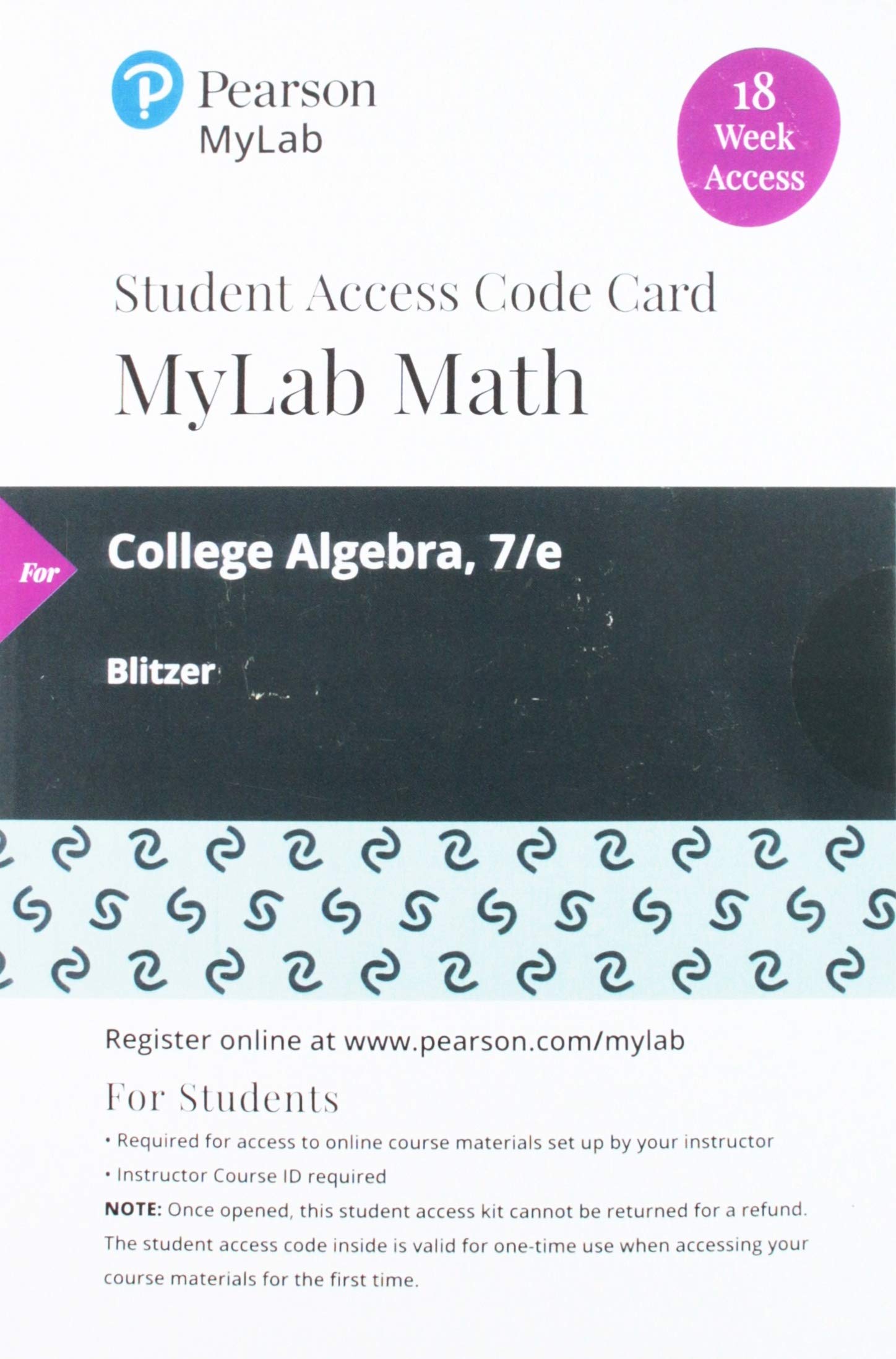 Mylab Math With Pearson Etext -- 18 Week Standalone Access Card -- for College Algebra Mathematics