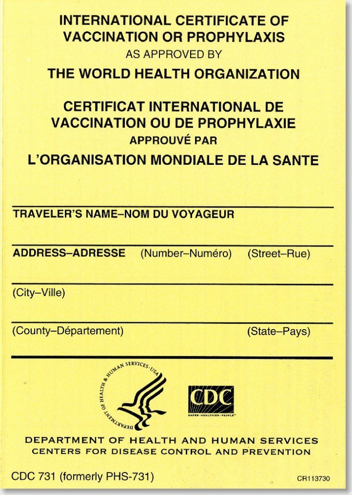 INTL CERTIFICATE OF VACCI 25PK Medicine