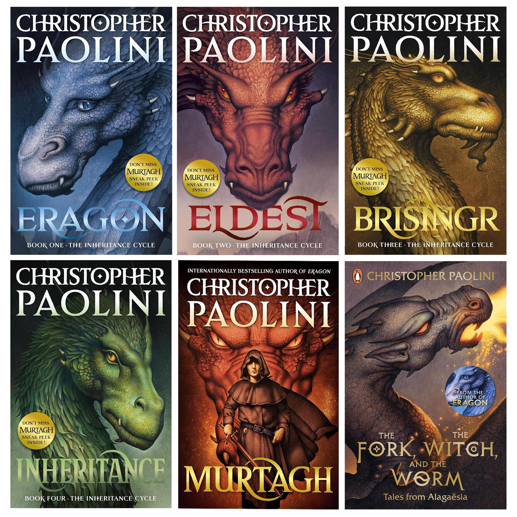 Inheritance Cycle 6 Books Collection (Eragon, Eldest, Brisingr, Inheritance, Murtagh & The Fork, the Witch, and the Worm) Books