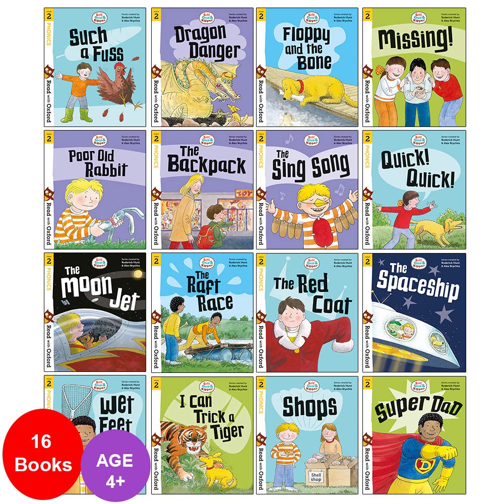 Biff, Chip and Kipper Stage 2 Read with Oxford: 4+: 16 Books Collection Set Fiction
