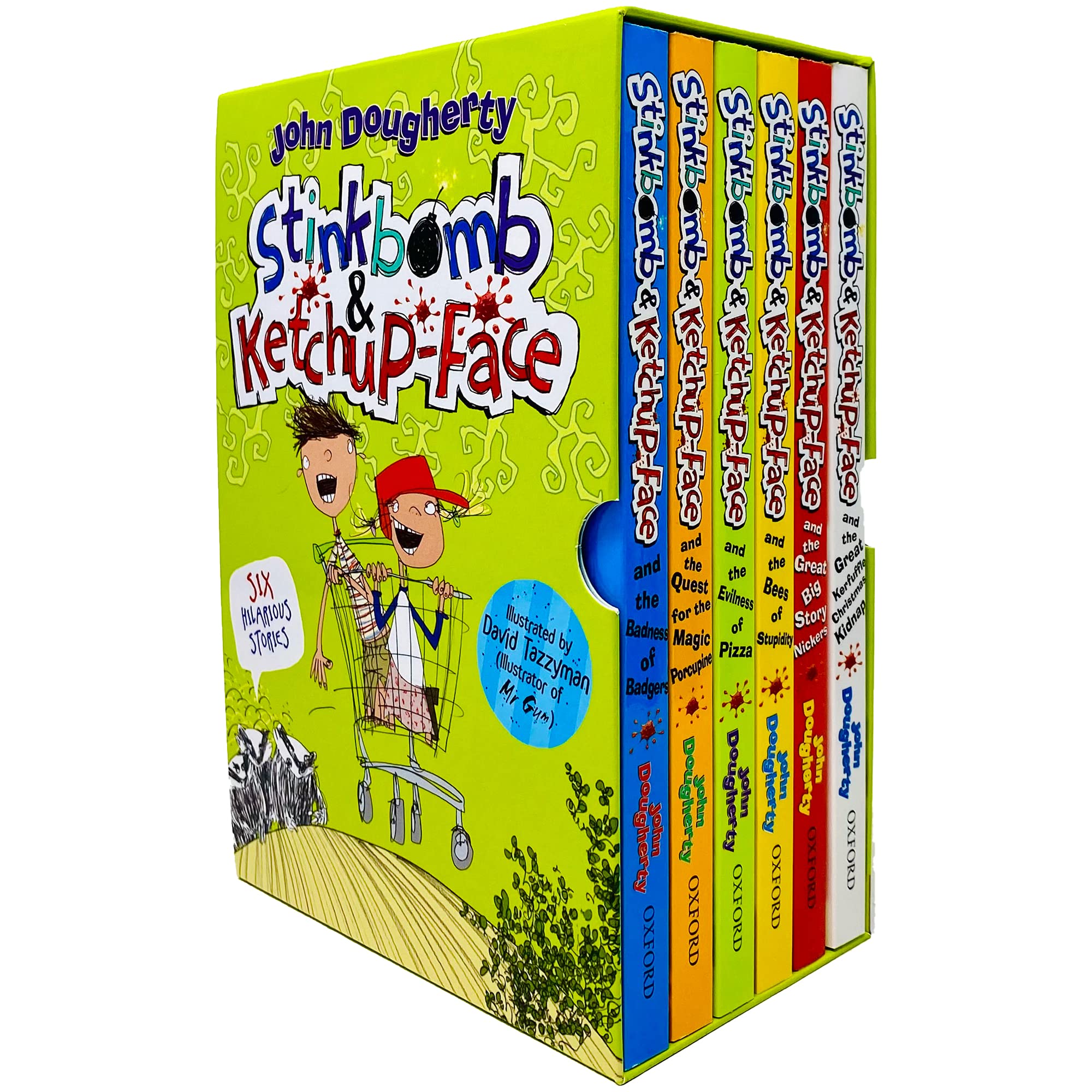 Stinkbomb & Ketchup-Face Series 6 Books Collection Box Set By John Dougherty (Badness of Badgers, Quest for the Magic Porcupine, Evilness of Pizza, Bees of Stupidity, Great Big Story Nickers & More) Fiction