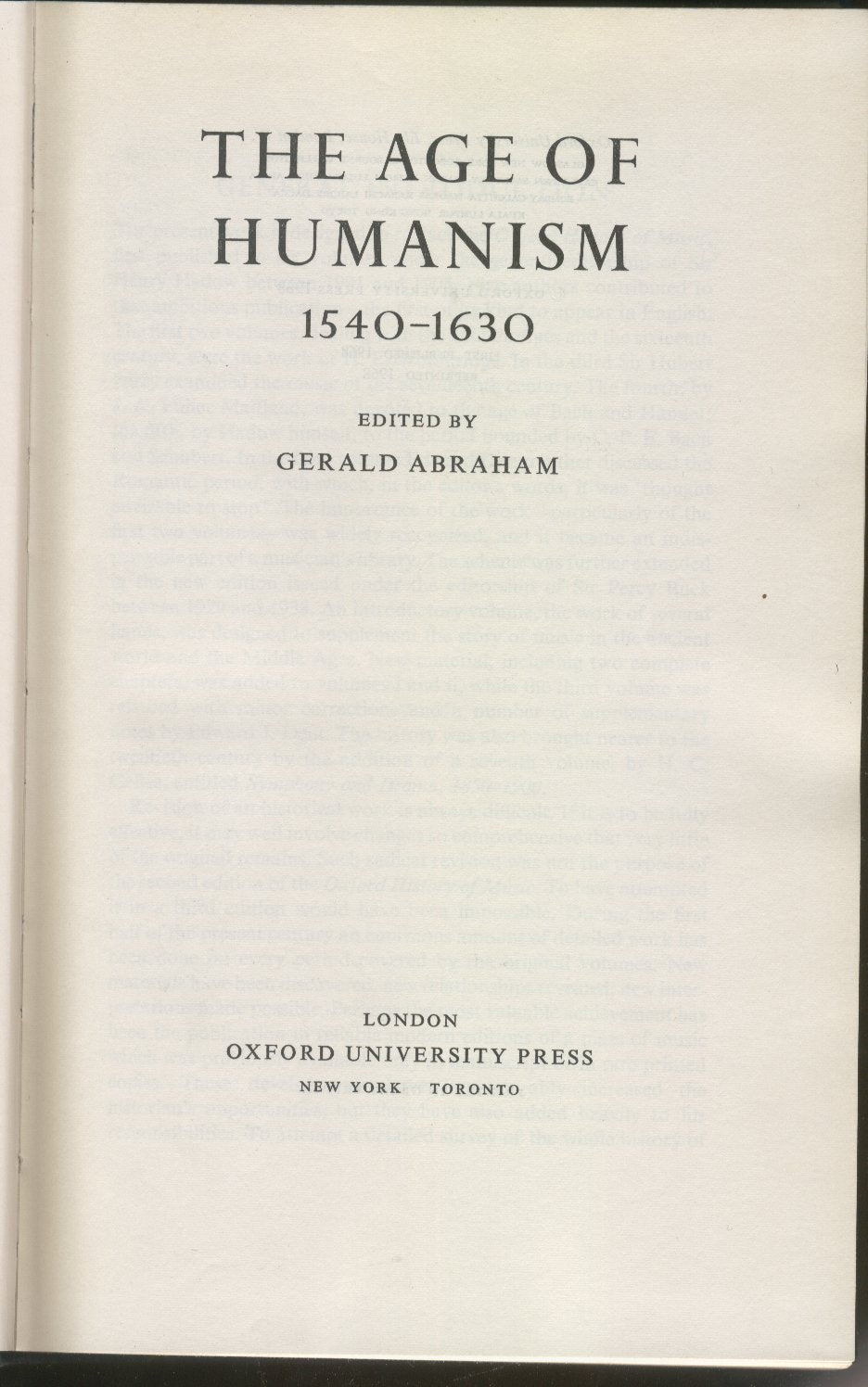 The Age of Humanism 1540-1630 book