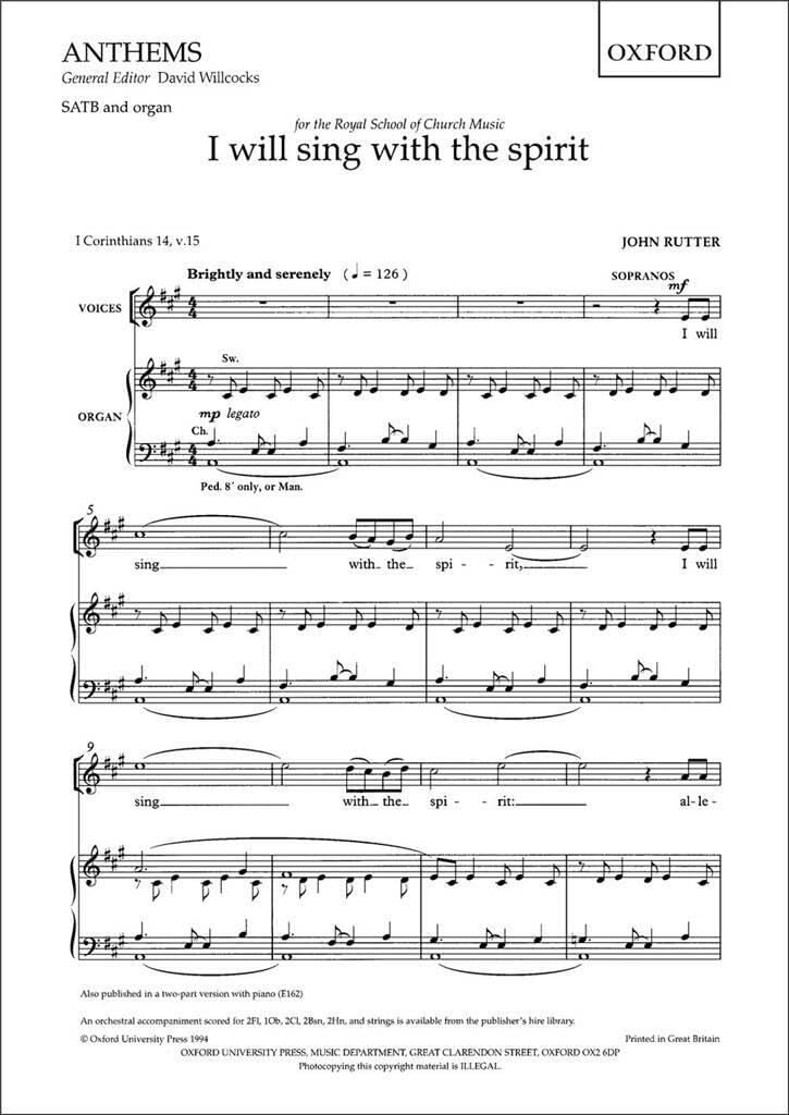 I Will Sing With the Spirit Sheet Music