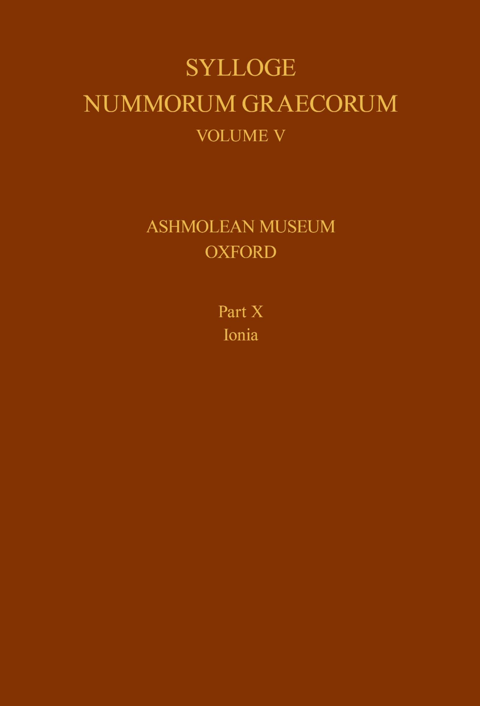 Sylloge Nummorum Graecorum, Volume V, Ashmolean Museum, Oxford. Part X, Ionia Hobbies & Crafts