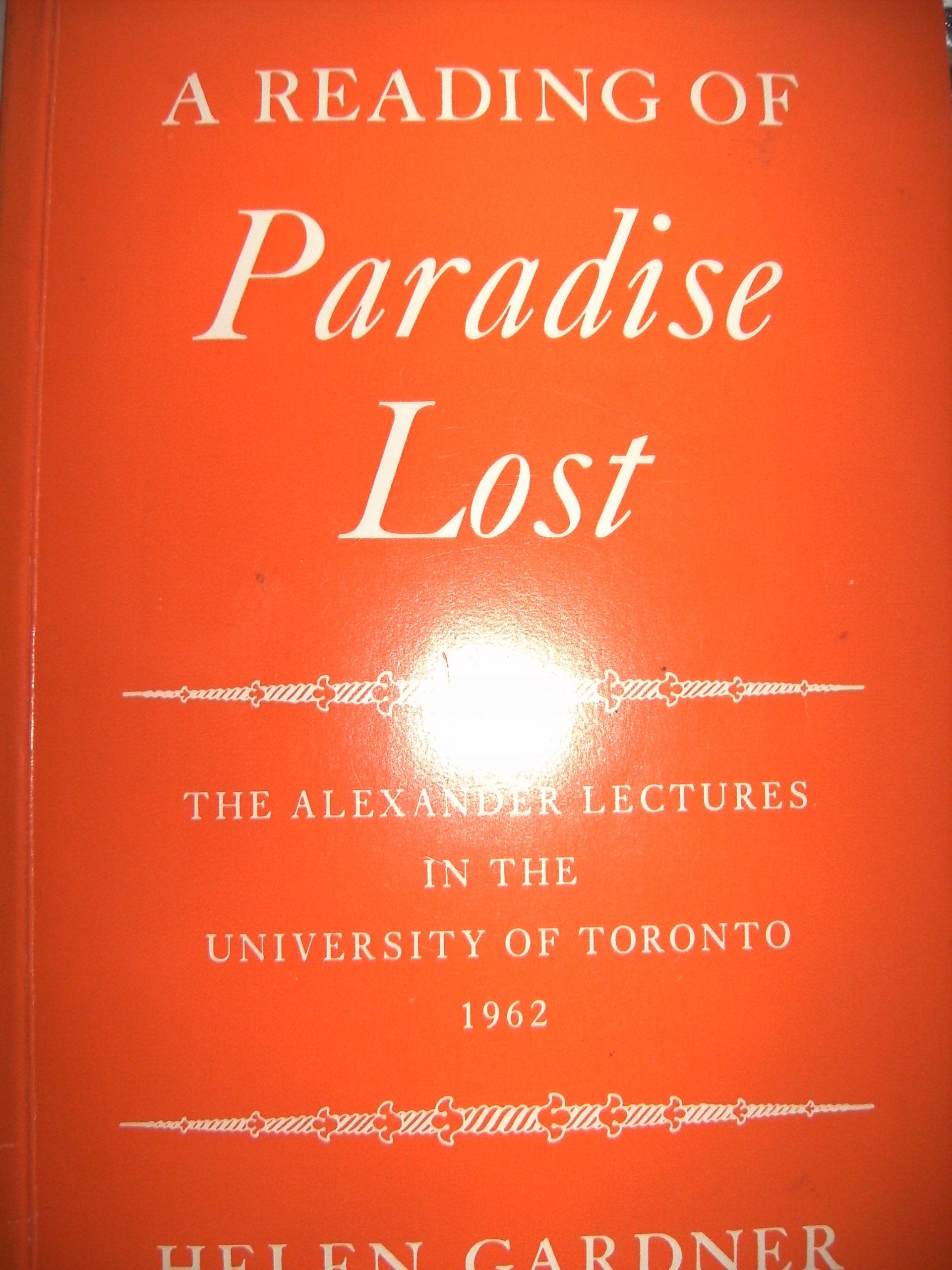 Reading of "Paradise Lost" (Alexander Lectures) Contemporary literature