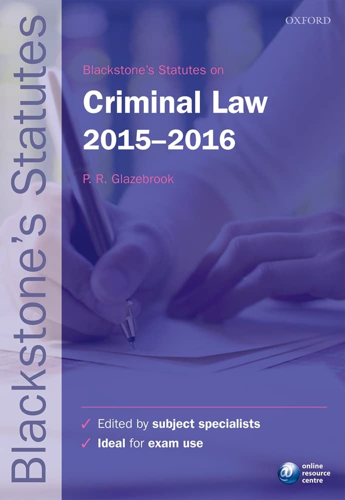 Blackstone's Statutes on Criminal Law 2015-2016 Law