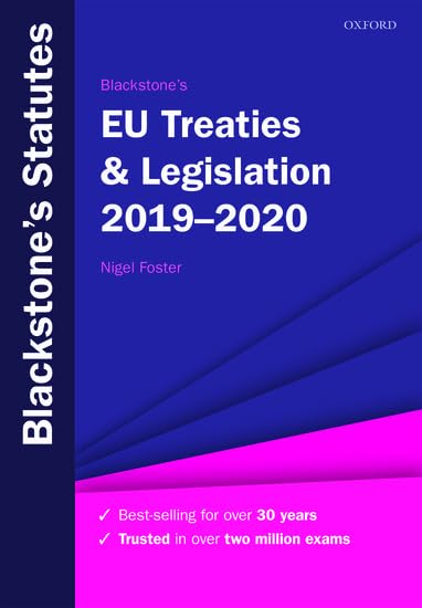 Blackstone's EU Treaties & Legislation 2019-2020 Law