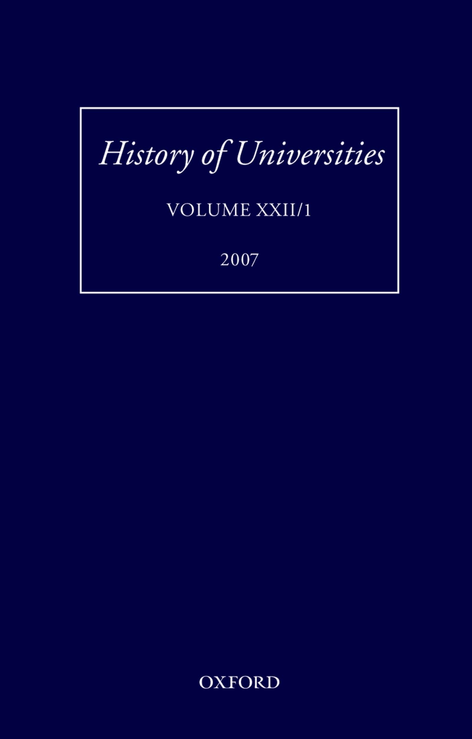 History of Universities, Volume XXII/1 Education & Training