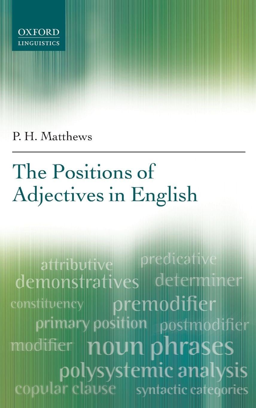 POSITIONS OF ADJECTIVES IN ENGLISH C Social Sciences