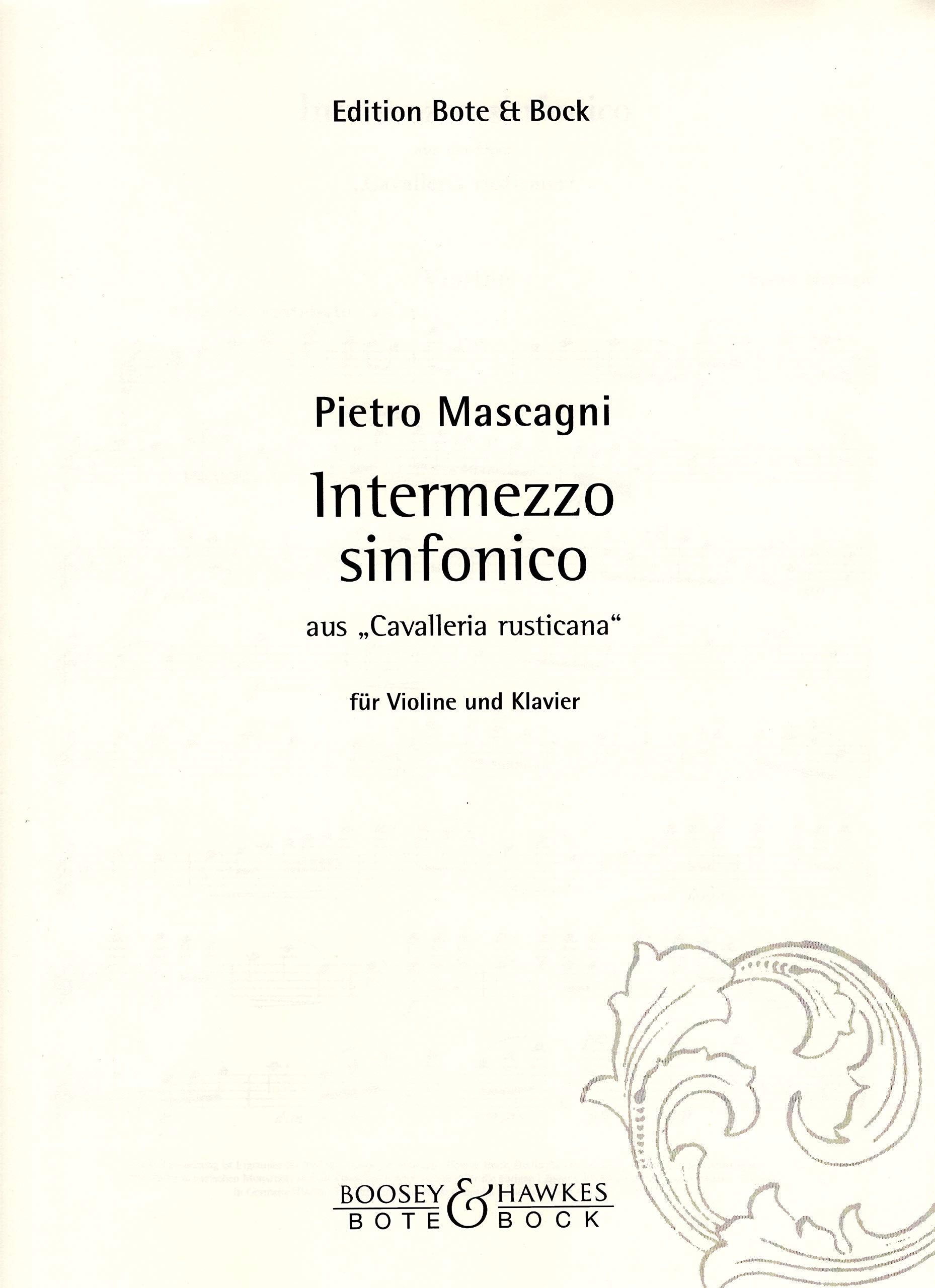 Cavalleria rusticana: Intermezzo sinfonico. violin and piano. book