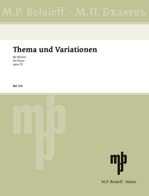 Thema und Variationen fis-Moll: op. 72. Klavier. Sheet Music