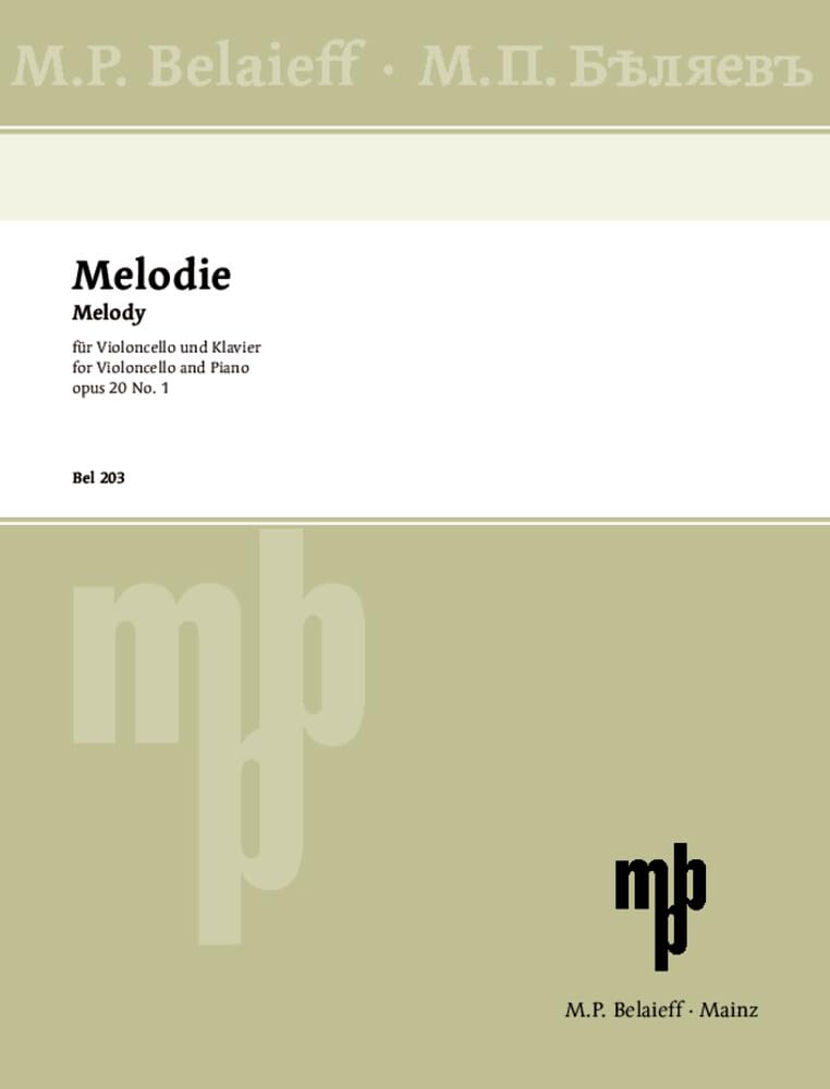 Melodie: D-Dur. op. 20/1. Violoncello und Klavier. Arts & Music