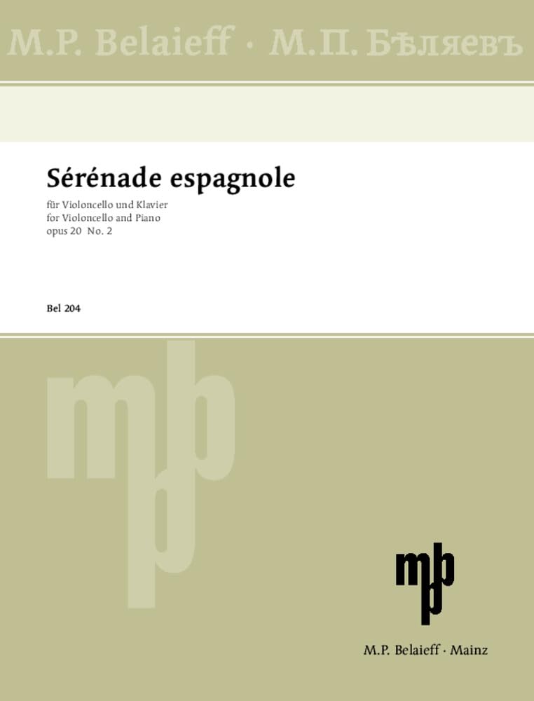 Sérénade espagnole: A-Dur. op. 20/2. Violoncello und Klavier. Arts & Music