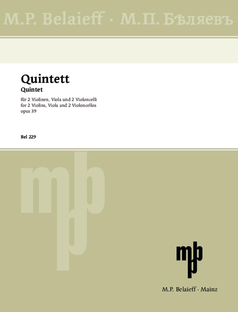 Quintett A-Dur: op. 39. 2 Violinen, Viola und 2 Violoncelli. Stimmensatz. Sheet Music