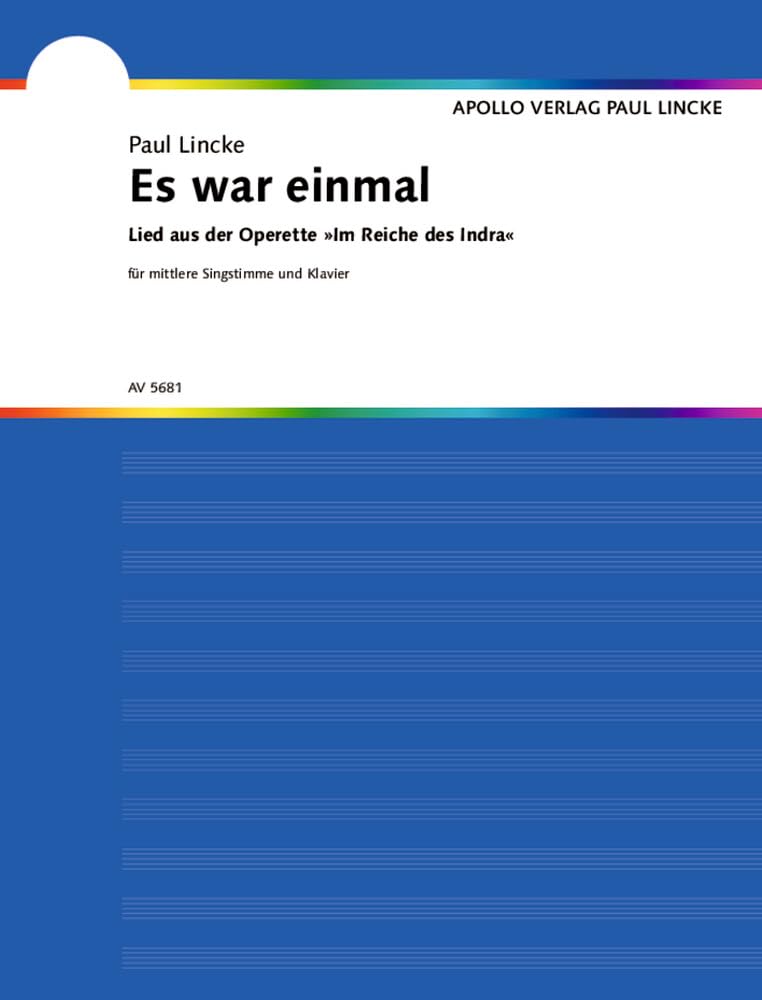 Es war einmal: Lied aus der Operette "Im Reiche des Indra". mittlere Singstimme und Klavier. mittel. Sheet Music
