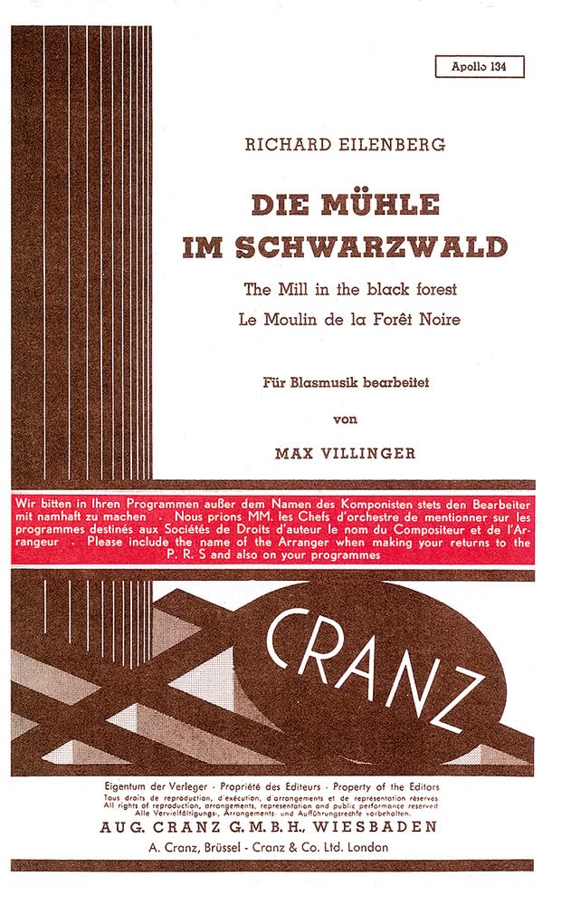 Die Mühle im Schwarzwald: Ein Idyll. op. 52. Blasorchester. Stimmensatz. Sheet Music