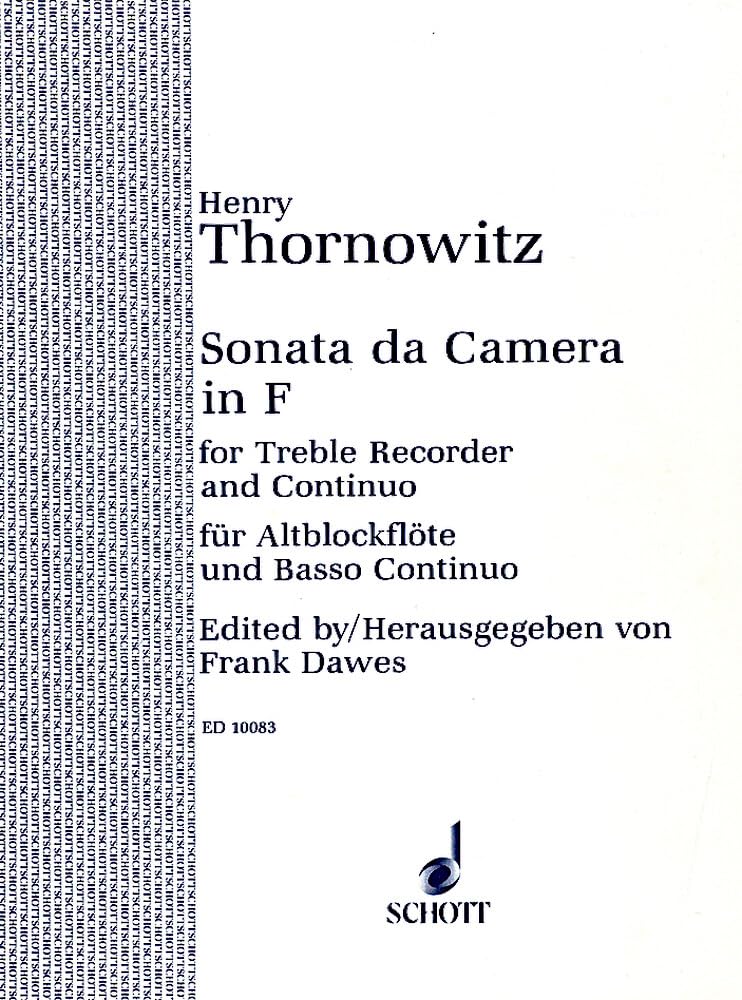 Sonata da Camera: F-Dur. Alt-Blockflöte und Basso continuo (Klavier). Partitur und Stimmen. Sheet Music