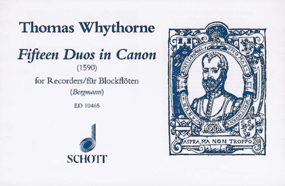 Fifteen Duos in Canon: 2 Blockflöten (ST/SB/AA/AT/AB). Sheet Music