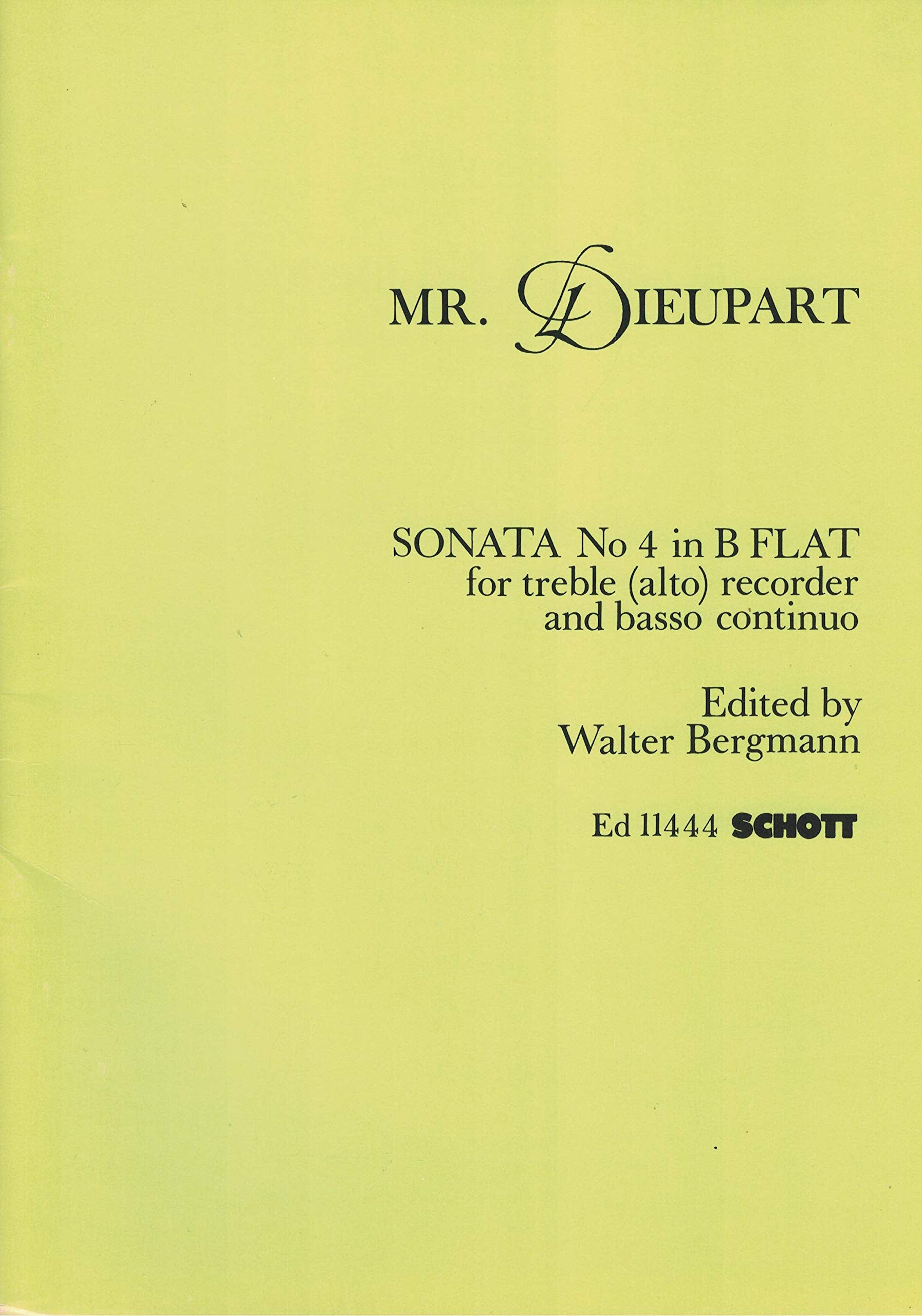 Sonata: Nr. 4 B-Dur. Alt-Blockflöte und Klavier. Sheet Music