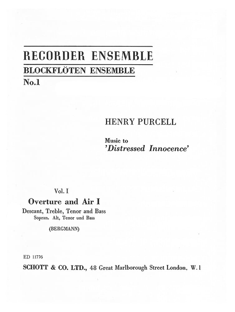 Musik zu "Distressed Innocence": Vol. 1. 4 Blockflöten (SATB). Spielpartitur. Sheet Music