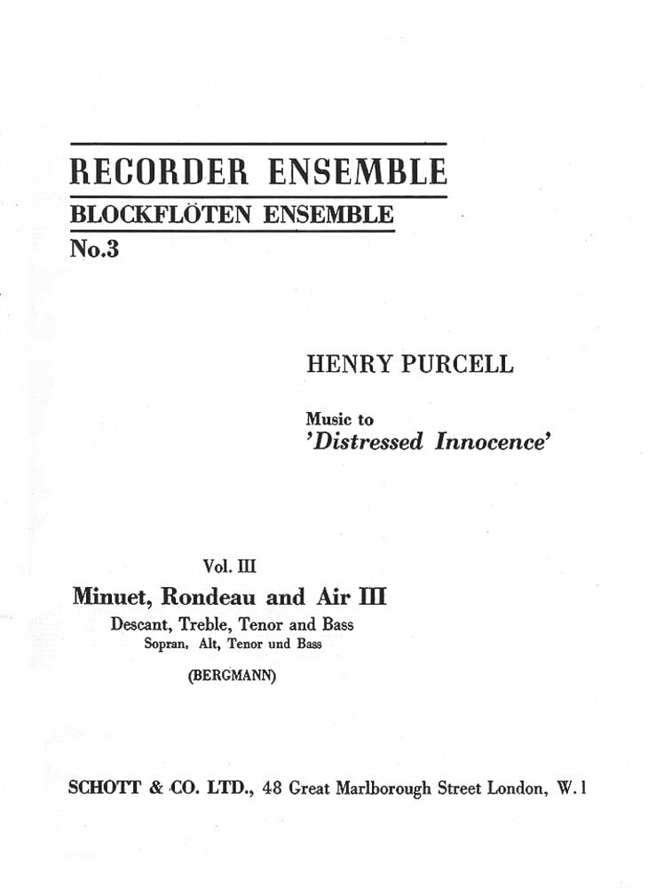 Musik zu "Distressed Innocence": Vol. 3. 4 Blockflöten (SATB). Spielpartitur. Sheet Music
