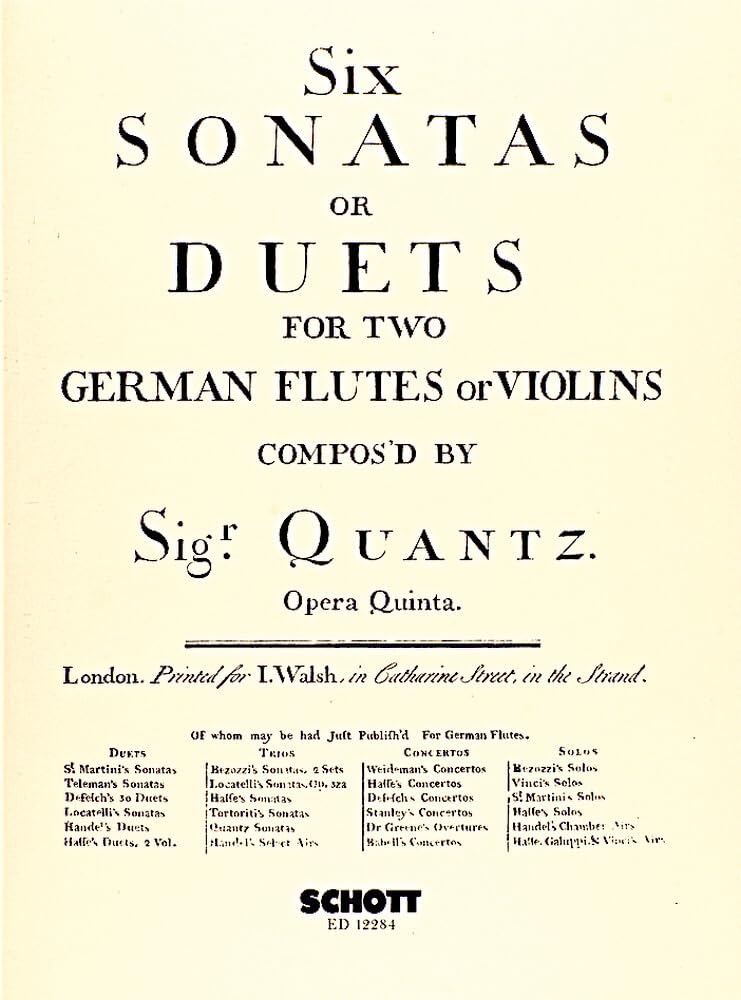 Six Sonatas or Duets: 2 Flöten (Violinen). Spielpartitur. Sheet Music
