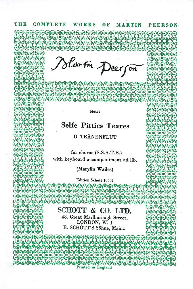 Selfe Petties Teares: mixed choir (SSATB) and piano. Partition. book
