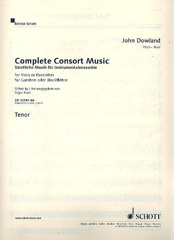 Sämtliche Musik für Instrumentalensemble: Werke für Gamben oder Blockflöten. 5 Streicher oder 5 Blockflöten (SATTB) und Basso continuo (Laute, Noten ... Orgel). Tenor, Violinschlüssel oktaviert. Sheet Music