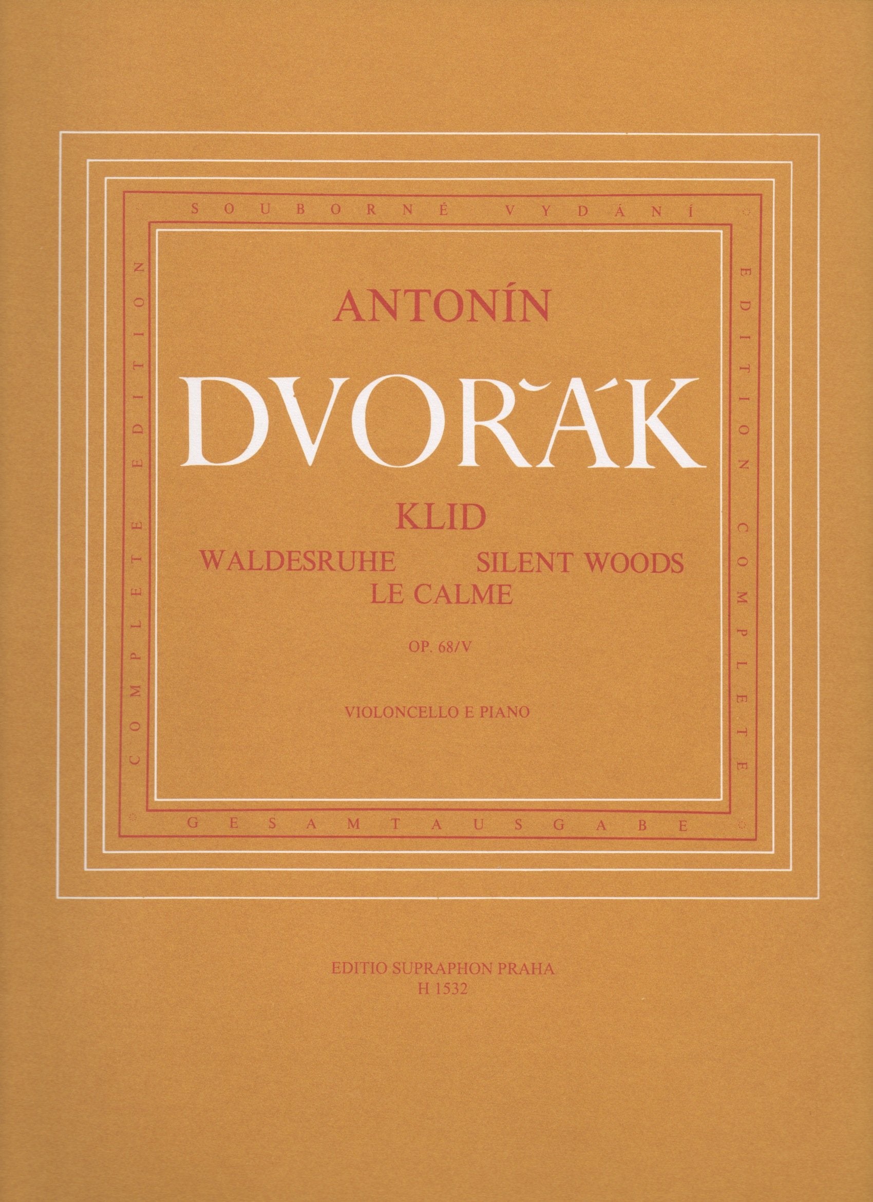 Waldesruhe: Adagio. op. 68/5. Violoncello und Klavier. Sheet Music