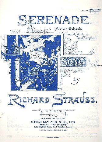 Sechs Lieder: Nr. 1 Ständchen E-Dur. op. 17/2. mittlere Singstimme und Klavier. mittel. Sheet Music