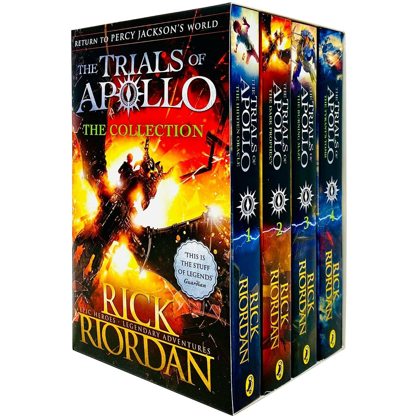 The Trials of Apollo Series Books 1 - 4 Collection Box Set by Rick Riordan (Hidden Oracle, Dark Prophecy, Burning Maze & Tyrant's Tomb) Fiction