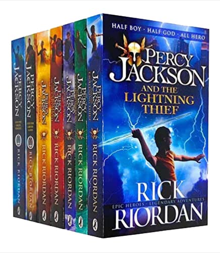 Rick Riordan Percy Jackson Series 7 Books Collection Set (Lightning Thief, Sea of Monsters, Titan's Curse, Battle of the Labyrinth, Last Olympian, Greek Heroes, Greek Gods) book