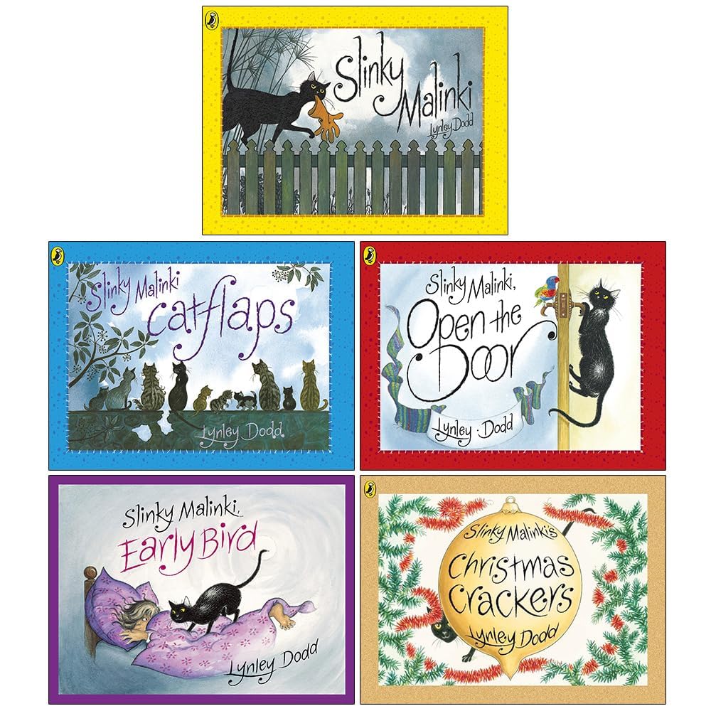Lynley Dodd Slinky Malinki Hairy Maclary and Friends Series 5 Books Collection Set(Slinky Malinki, Slinky Malinki Catflaps, Open the Door, Slinky Malinki's Christmas Crackers, Early Bird) Non-fiction