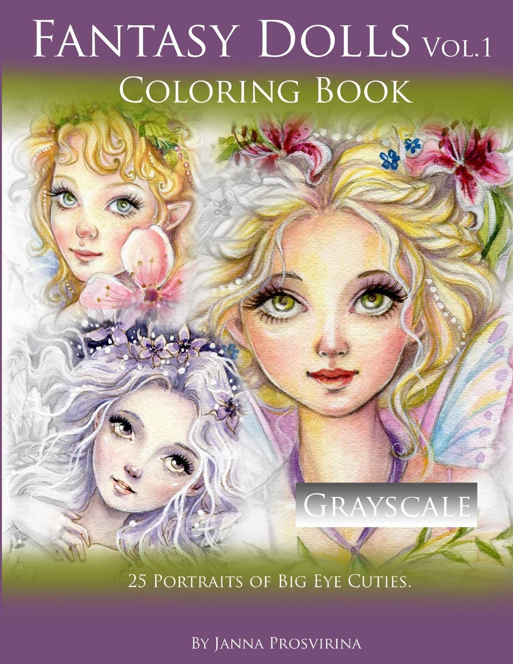Fantasy Dolls Vol.1 Coloring Book Grayscale book