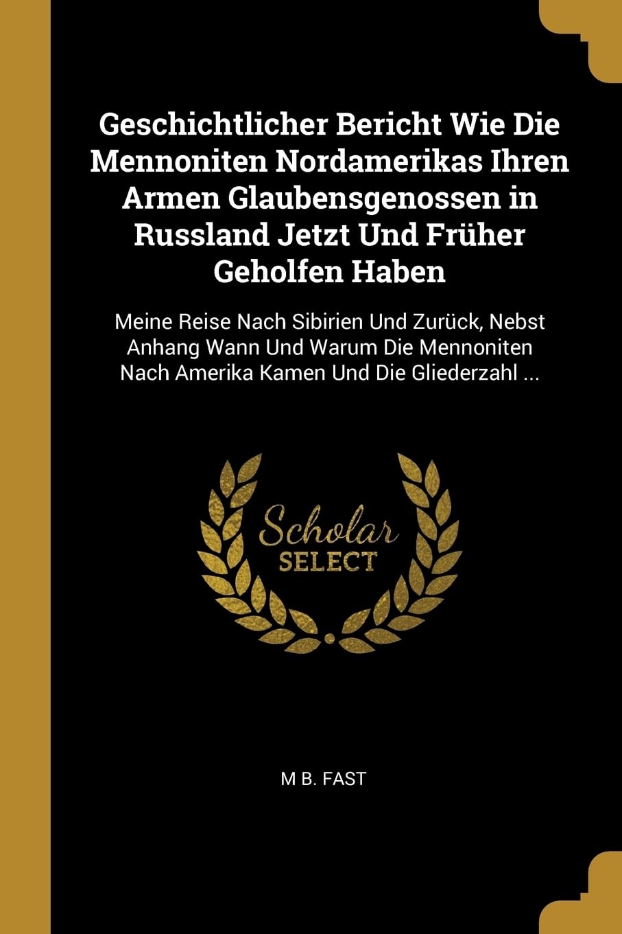 Geschichtlicher Bericht Wie Die Mennoniten Nordamerikas Ihren Armen Glaubensgenossen in Russland Jetzt Und Frher Geholfen Haben: Meine Reise Nach ... Nach Amerika Kamen Und Die Gliederzahl ... Foreign Languages ​​& Dictionaries