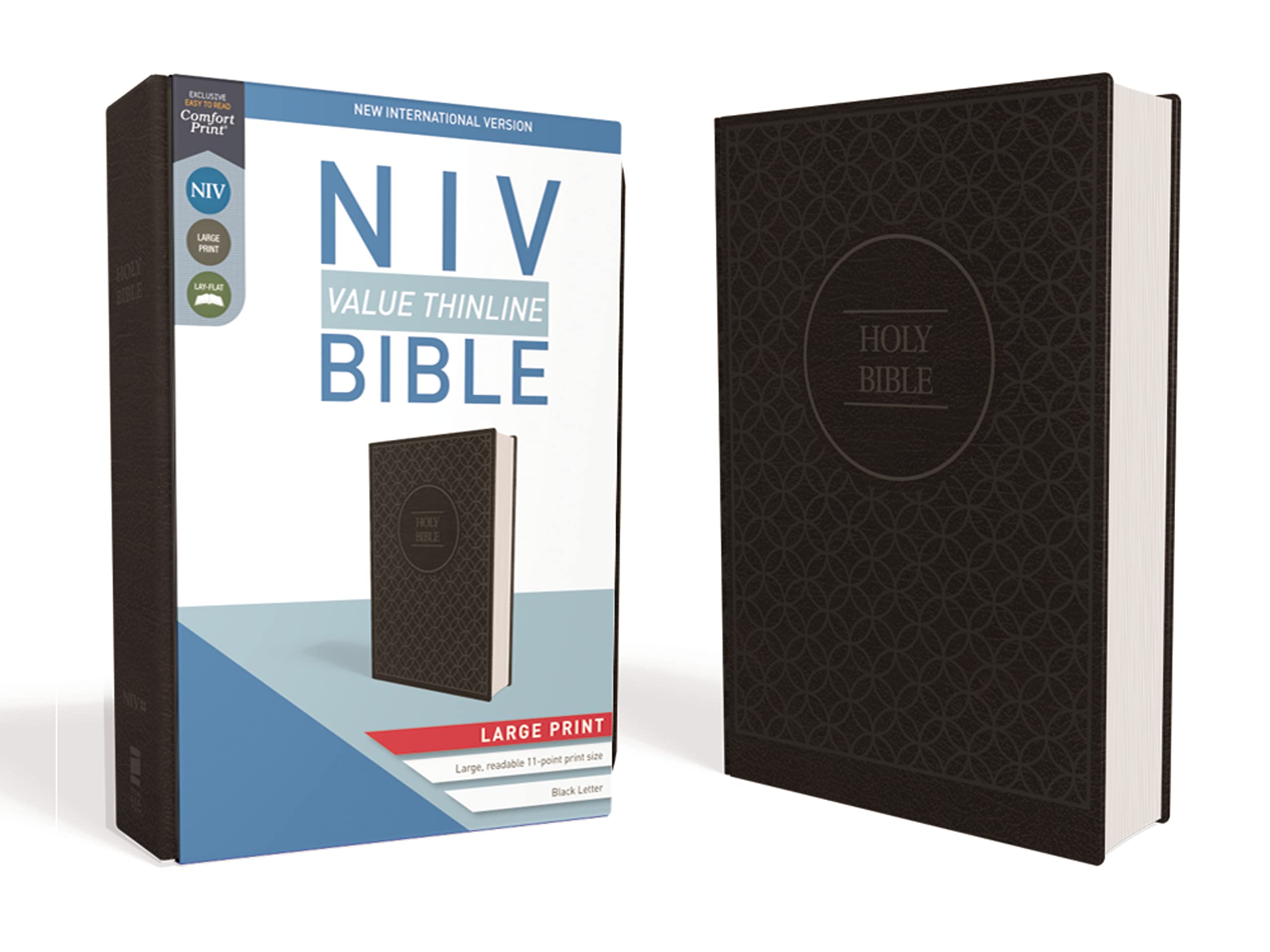 NIV, Value Thinline Bible, Large Print, Leathersoft, Gray/Black, Comfort Print book