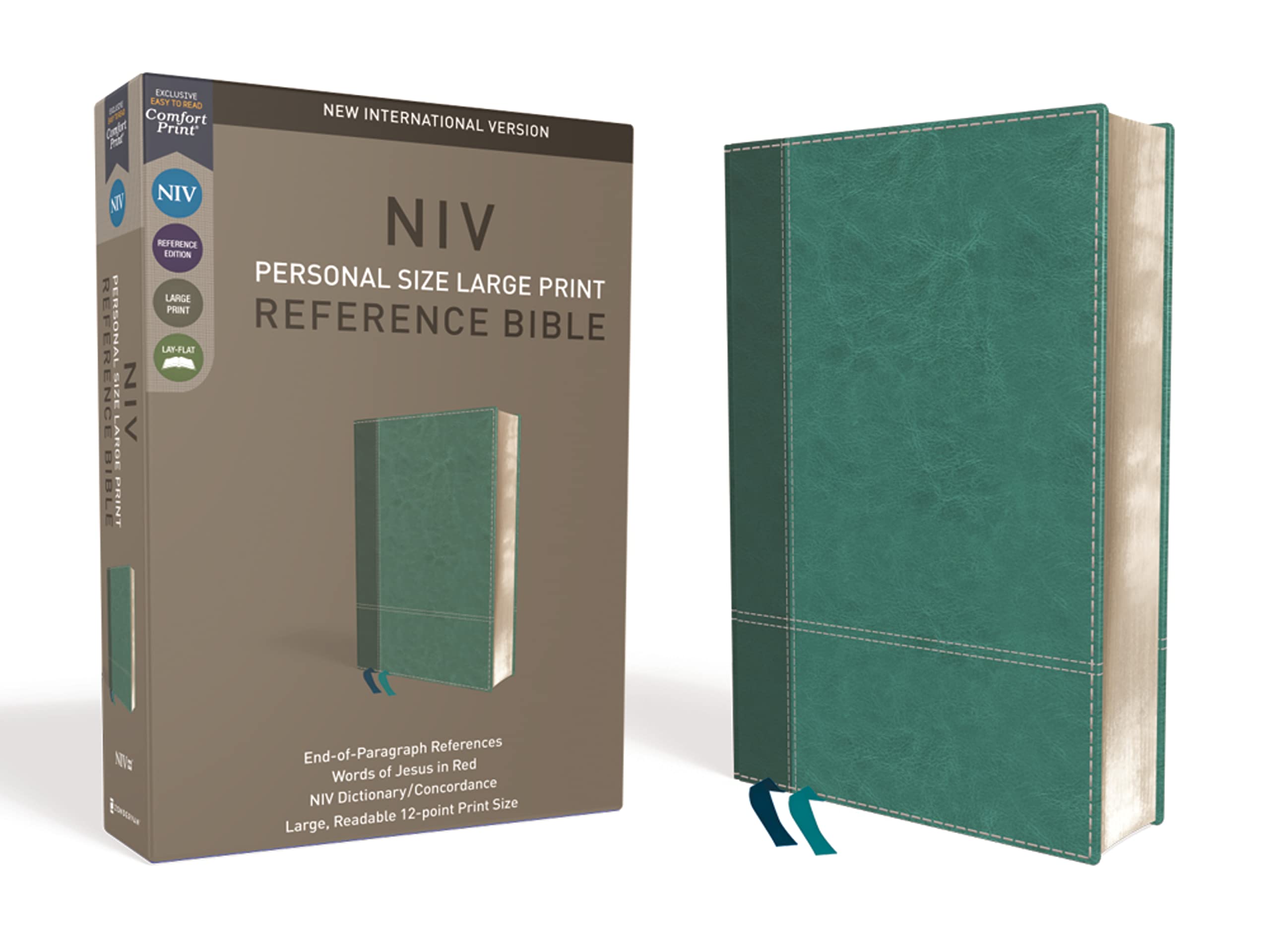 NIV, Personal Size Reference Bible, Large Print, Leathersoft, Teal, Red Letter, Comfort Print Film, Art & Culture