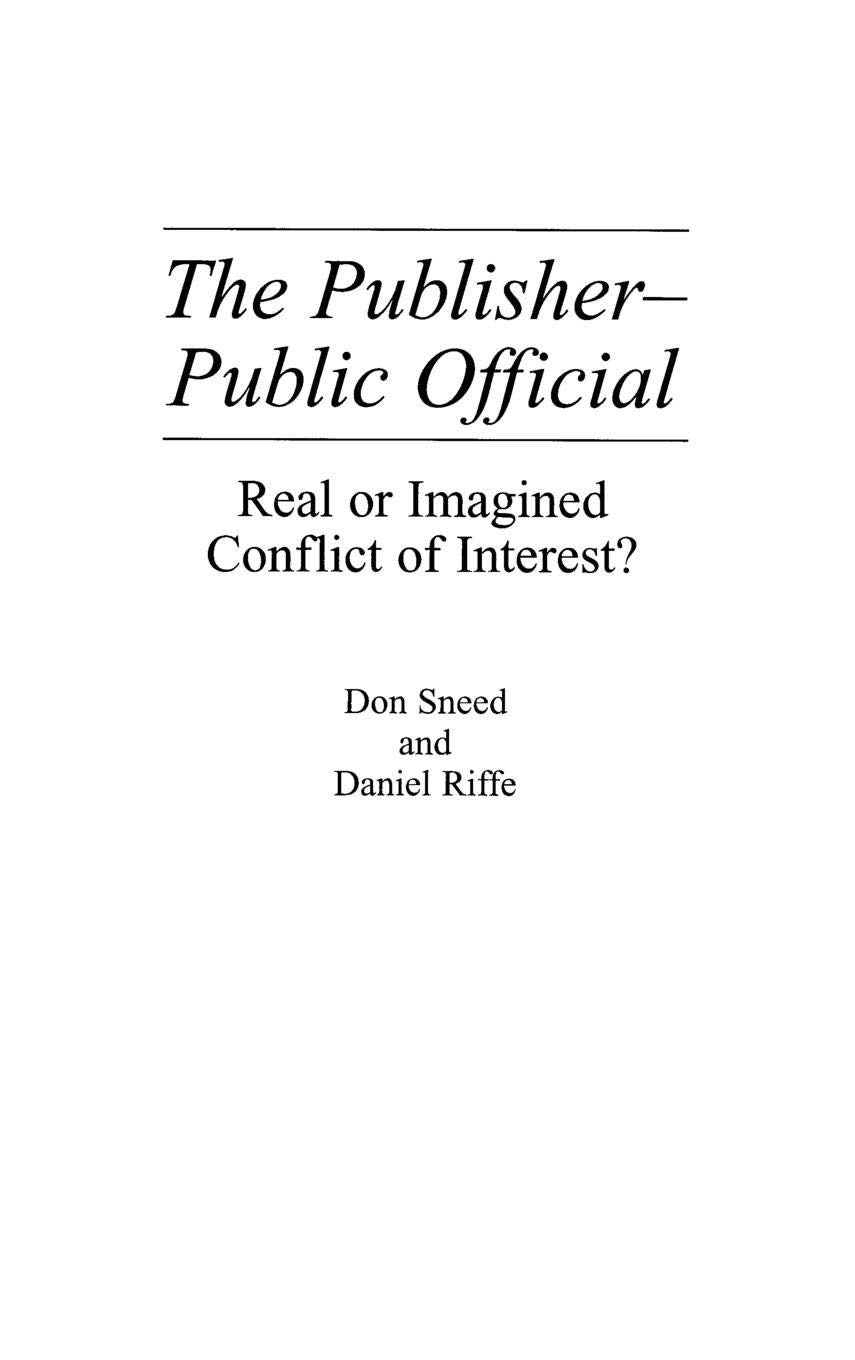 The Publisher-Public Official: Real or Imagined Conflict of Interest? book