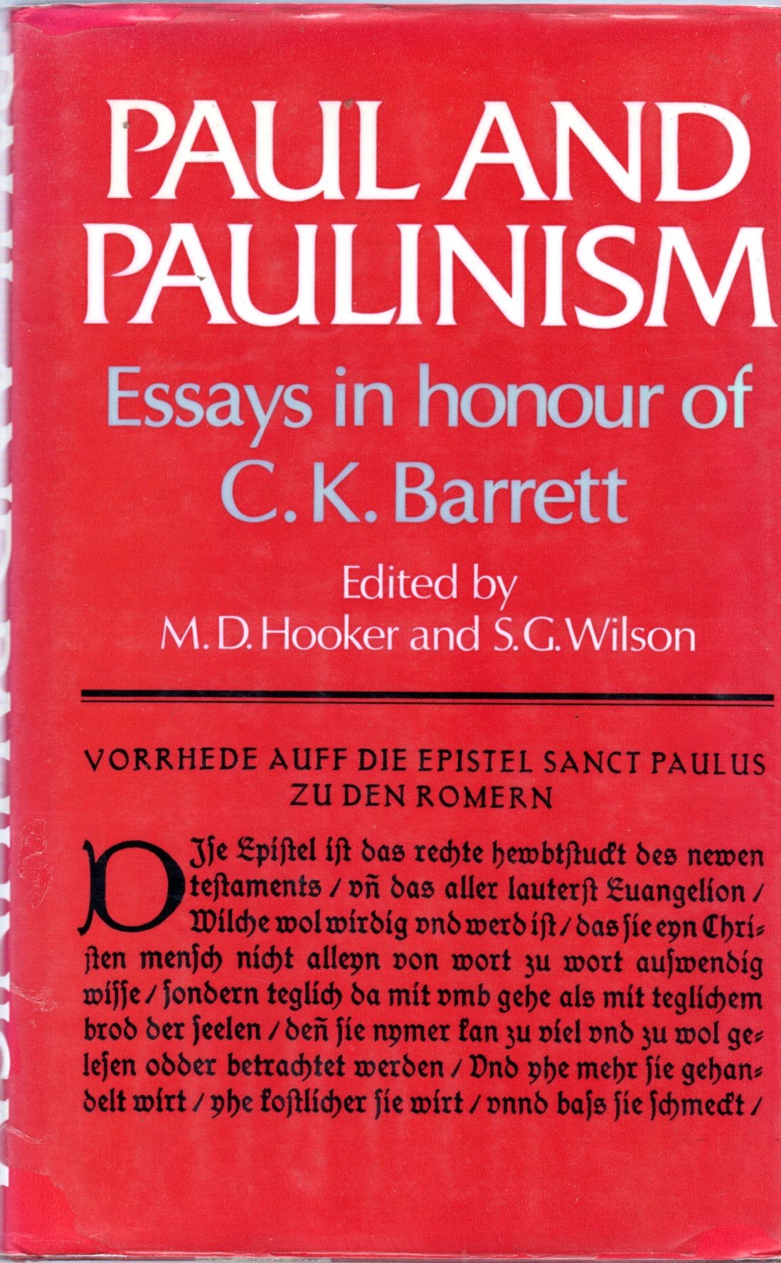 Paul and Paulinism Essays in Honour of C.K. Barrett Religion & Esotericism