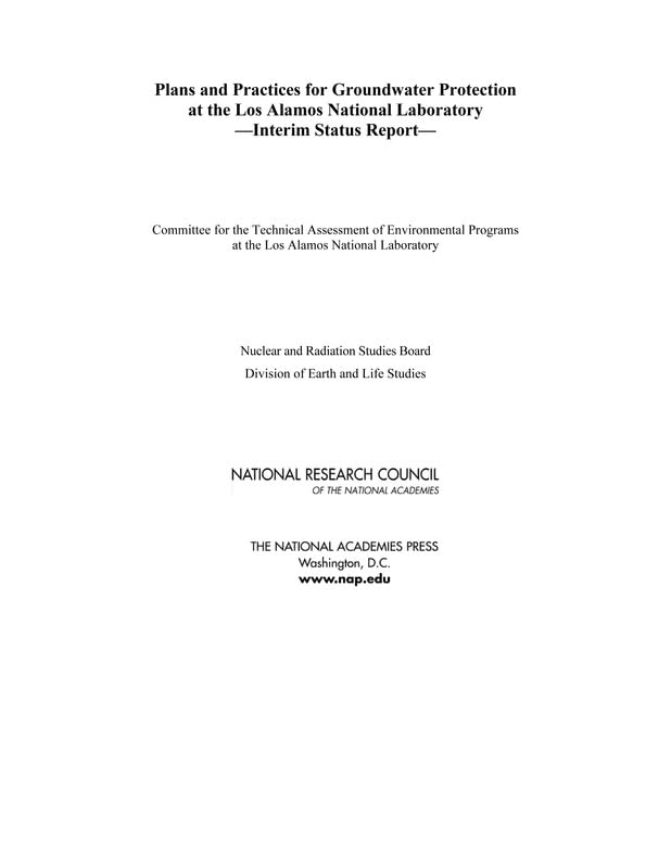 Plans and Practices for Groundwater Protection at the Los Alamos National Laboratory: Interim Status Report Business & Technology