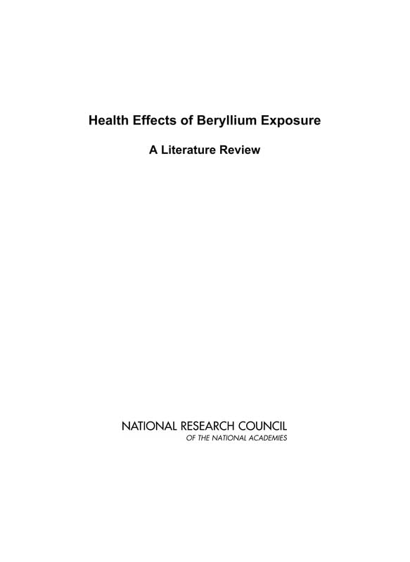 Health Effects of Beryllium Exposure: A Literature Review book