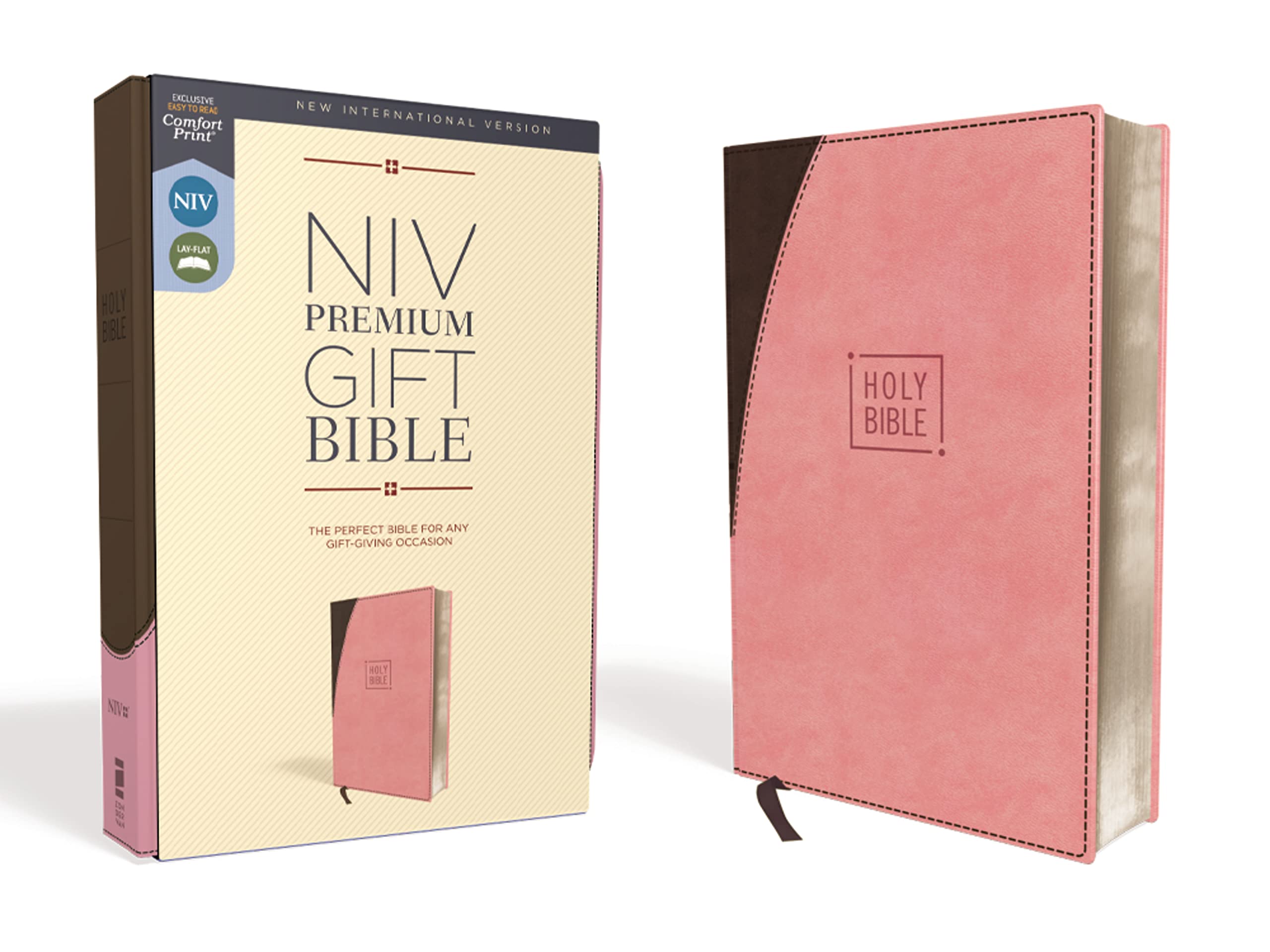 Niv, Premium Gift Bible, Leathersoft, Pink/Brown, Red Letter Edition, Comfort Print Religion & Esotericism