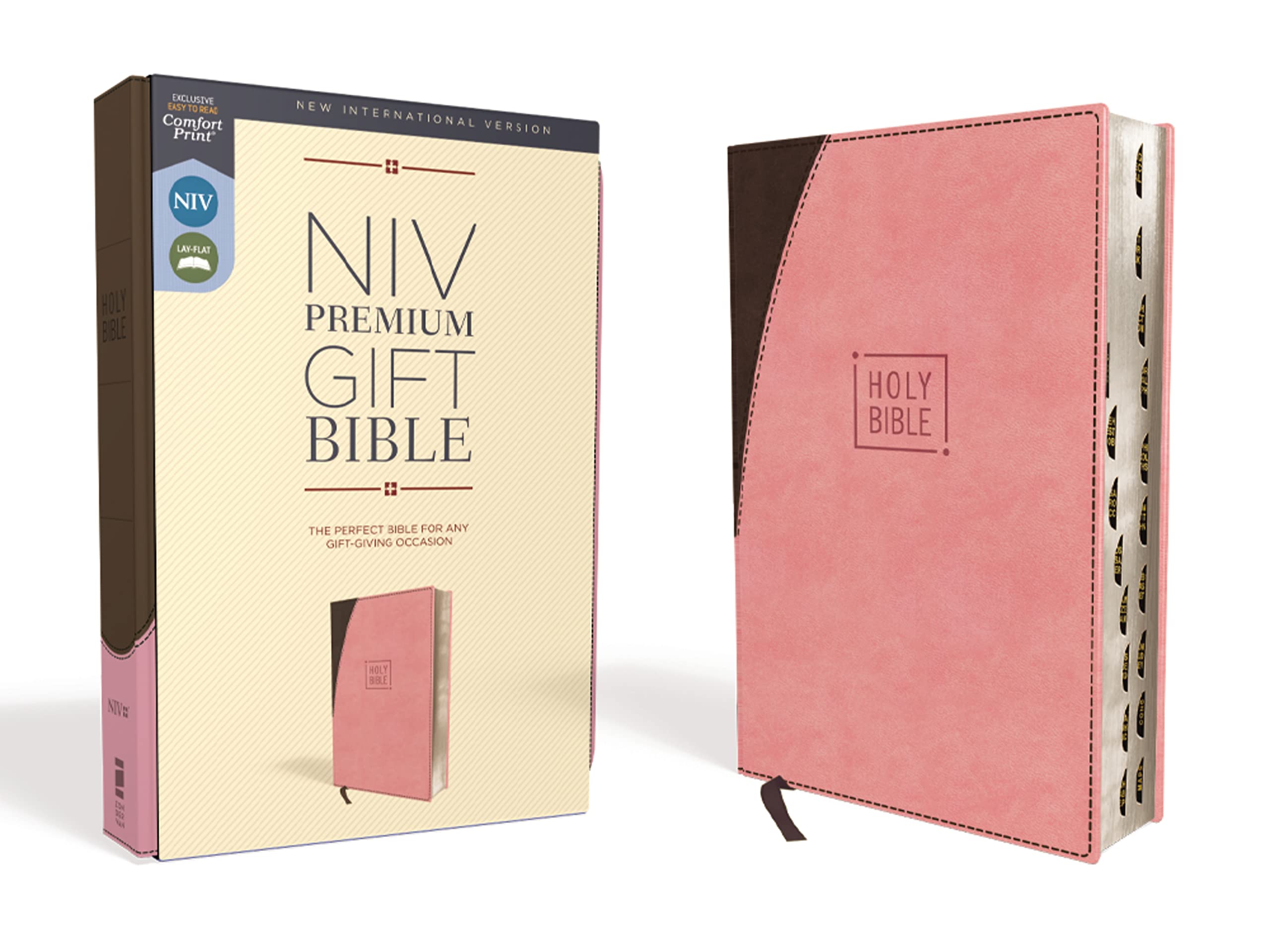Niv, Premium Gift Bible, Leathersoft, Pink/Brown, Red Letter Edition, Indexed, Comfort Print Religion & Esotericism
