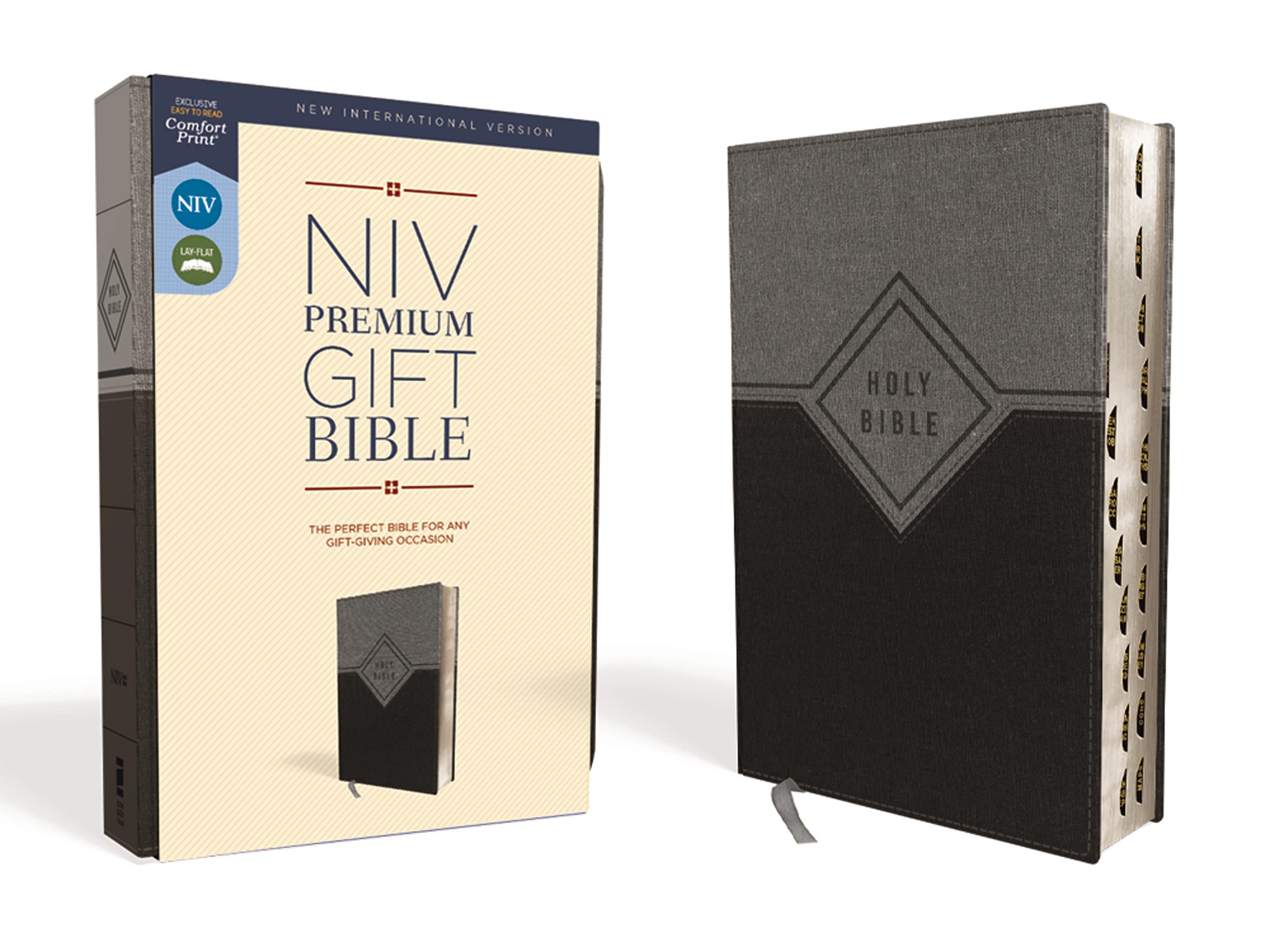 NIV, Premium Gift Bible, Leathersoft, Black/Gray, Red Letter, Thumb Indexed, Comfort Print: The Perfect Bible for Any Gift-Giving Occasion Film, Art & Culture