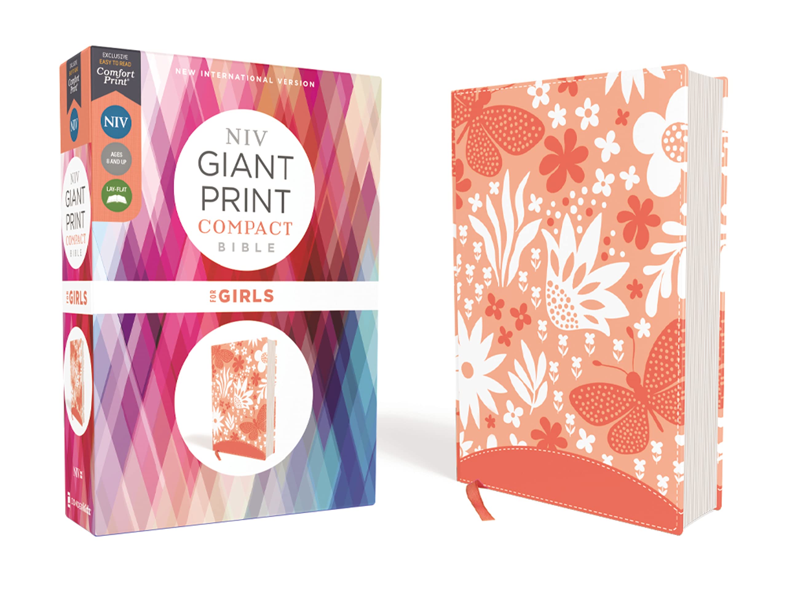 NIV, Giant Print Compact Bible for Girls, Leathersoft, Coral, Red Letter, Comfort Print Religion & Esotericism