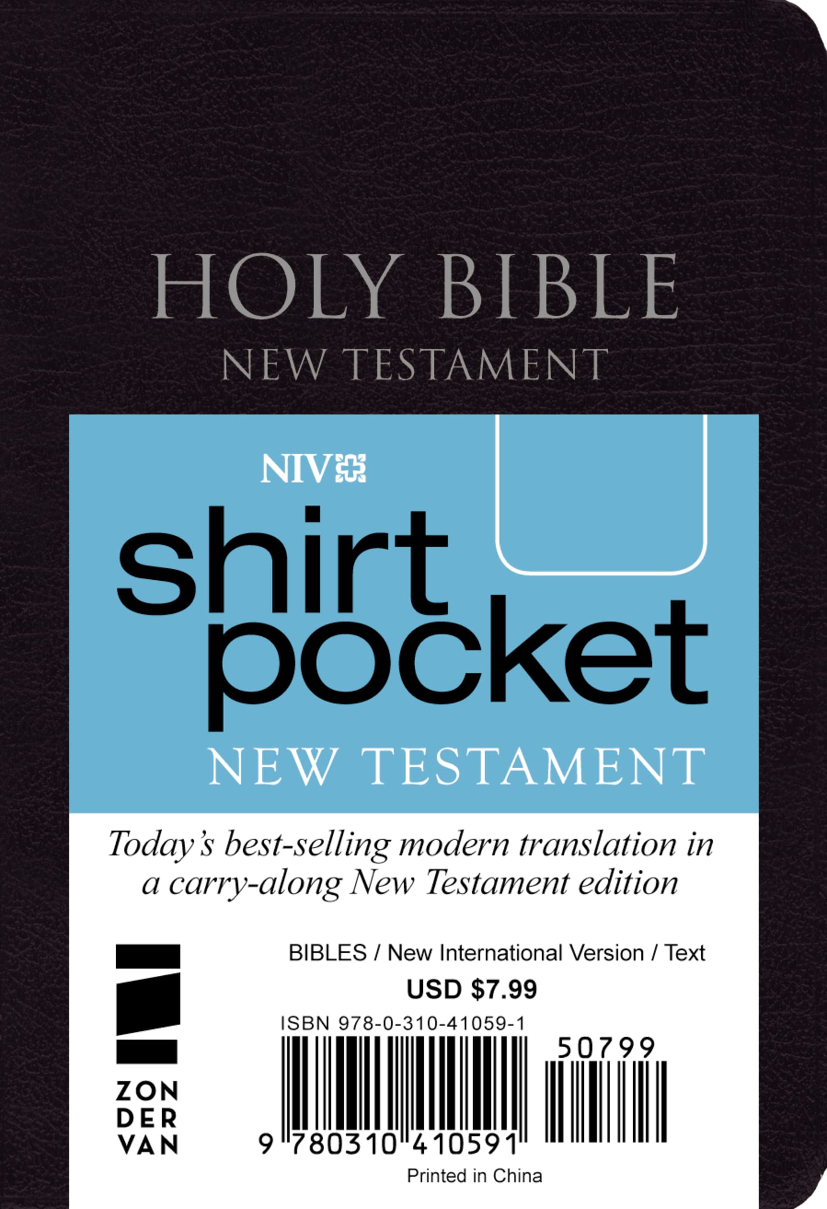 NIV, Shirt-Pocket New Testament, Leather-Look, Black book